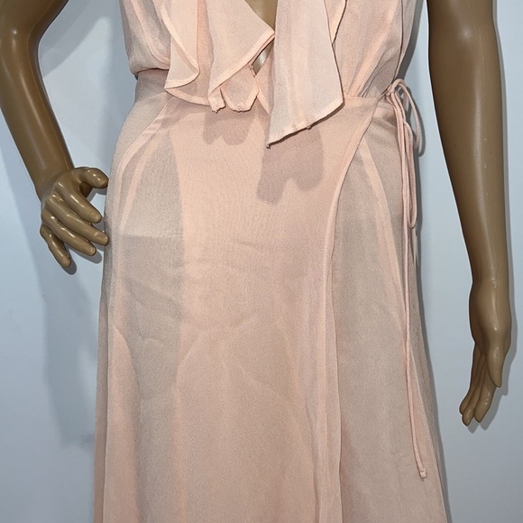 REFORMATION Blush Maxi Flowy Cocktail Special Event Wrap Dress size XS - Picture 4 of 15